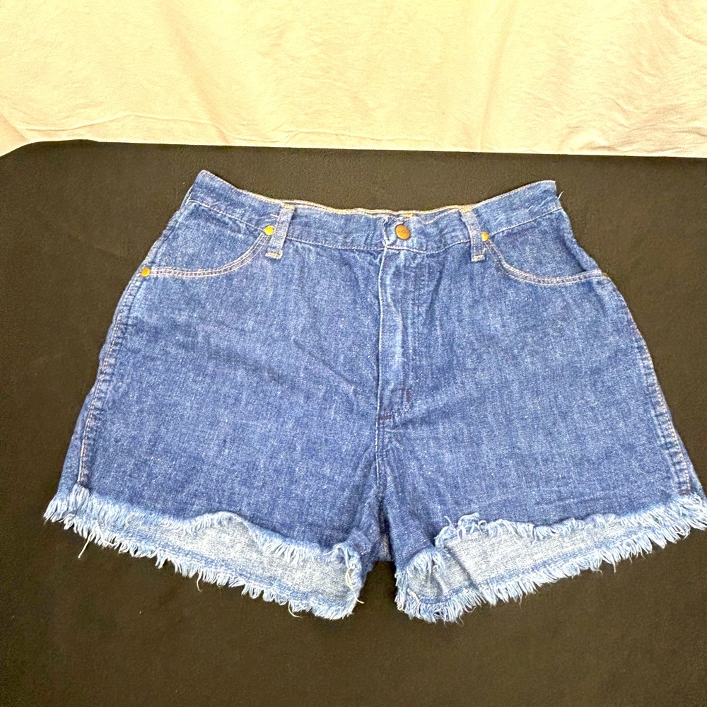 Vintage Maverick Shorts Womens Booty Cut Off Short Dark Wash Denim 13/14” Waist